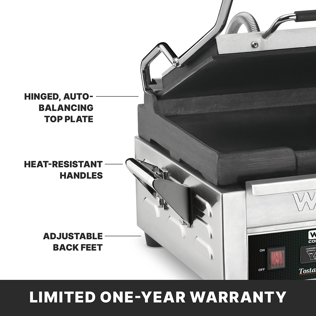 Flat Panini Grill with Timer, 9.75" x 9.25"